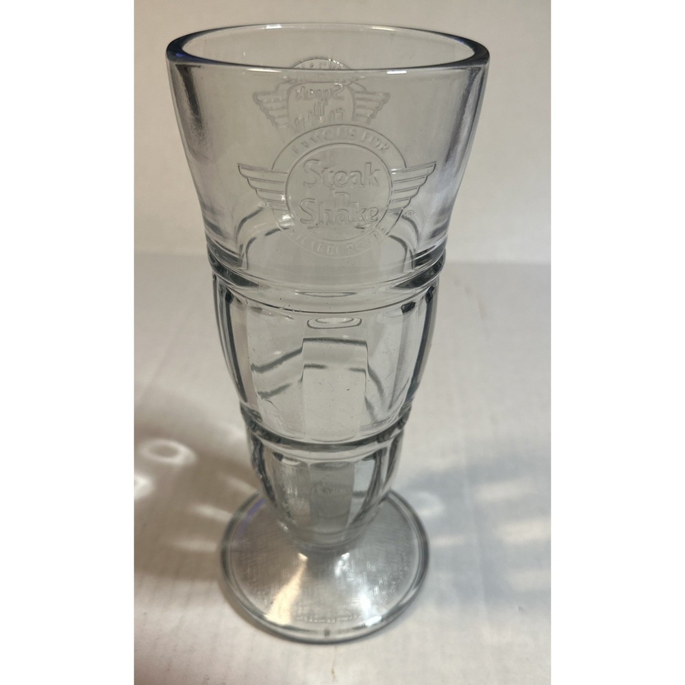 Steak 'n Shake Embossed 8.25" Heavy Glass Milkshake, Ice Cream Sundae, Parfait